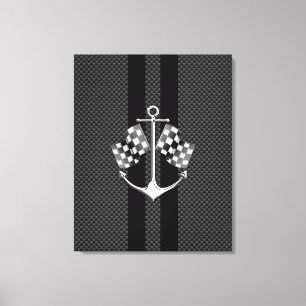 Boat Racing Nautical in Carbon Fibre Style Canvas Afdruk