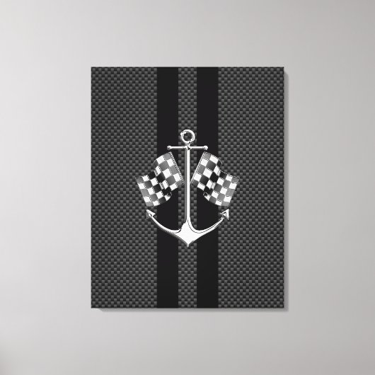 Boat Racing Nautical in Carbon Fibre Style Canvas Afdruk (Voorkant)