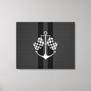 Boat Racing Nautical in Carbon Fibre Style Canvas Afdruk