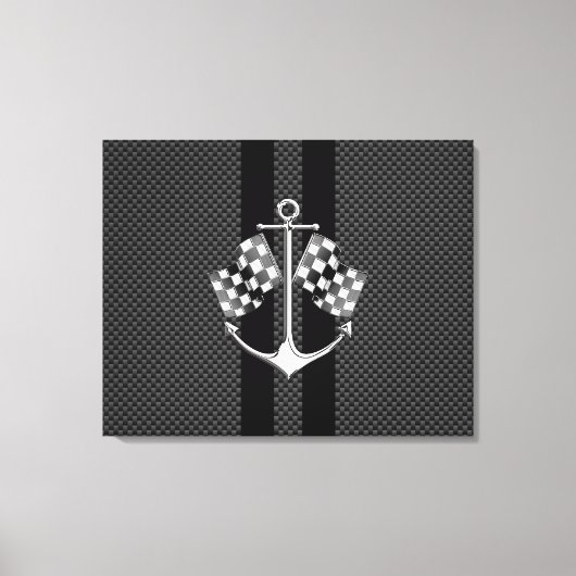 Boat Racing Nautical in Carbon Fibre Style Canvas Afdruk (Voorkant)
