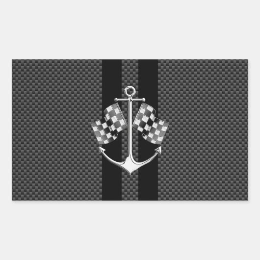 Boat Racing Nautical in Carbon Fibre Style Rechthoekige Sticker (Voorkant)