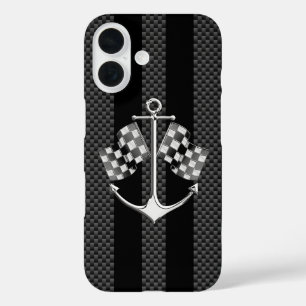 Boat Racing Nautical in koolstofstijl iPhone 16 Hoesje