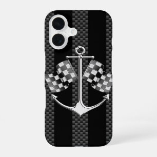 Boat Racing Nautical in koolstofstijl iPhone 16 Hoesje
