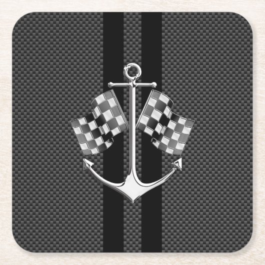 Boat Racing Nautical in koolstofvezelstijl Kartonnen Onderzetters (Voorkant)