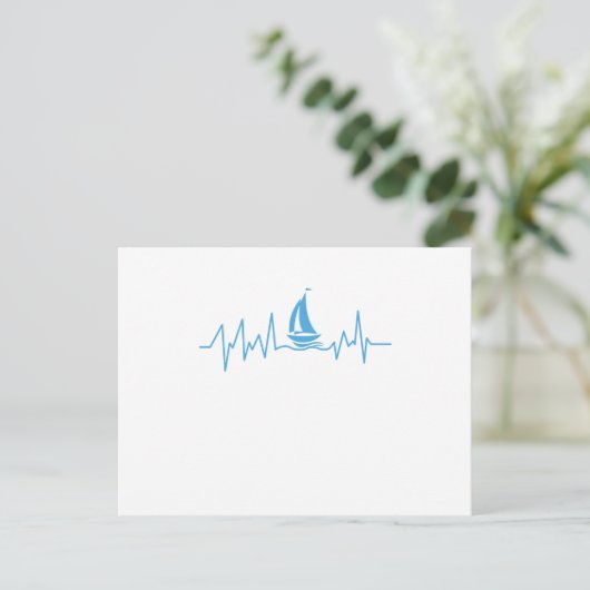 Boat Sailing Gift Heartbeat Funny Sailboat Briefkaart (Staand voorkant)