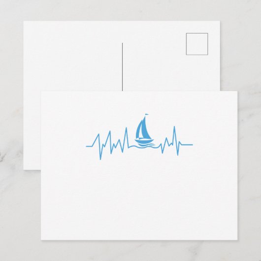 Boat Sailing Gift Heartbeat Funny Sailboat Briefkaart (Voorkant / Achterkant)