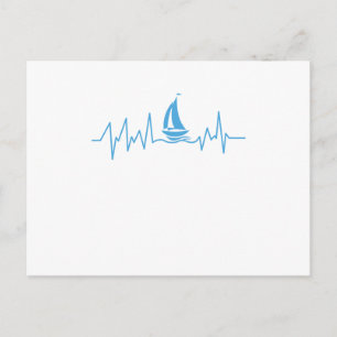 Boat Sailing Gift Heartbeat Funny Sailboat Briefkaart