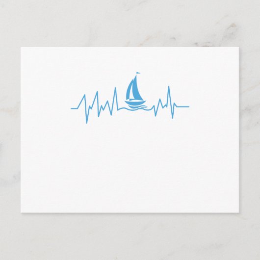 Boat Sailing Gift Heartbeat Funny Sailboat Briefkaart (Voorkant)