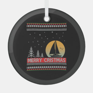 Boat Sailor Sailing Ugly Kerstmis Sailing Gift Glas Ornament