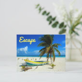 Boat Sandy Beach Caribbean Mexico Briefkaart (Staand voorkant)