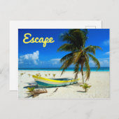 Boat Sandy Beach Caribbean Mexico Briefkaart (Voorkant / Achterkant)