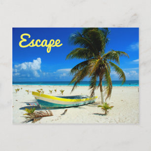 Boat Sandy Beach Caribbean Mexico Briefkaart