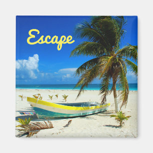 Boat Sandy Beach Caribbean Mexico Magneet