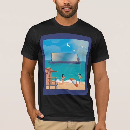 Boat Screen Beach Illustratie T-shirt (Voorkant)