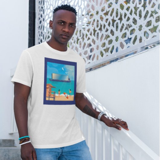 Boat Screen Beach Illustratie T-shirt