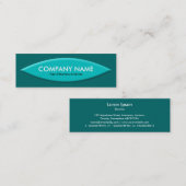 Boat Shape - Turquoise on Moss Green Mini Visitekaartje (Voorkant / Achterkant)