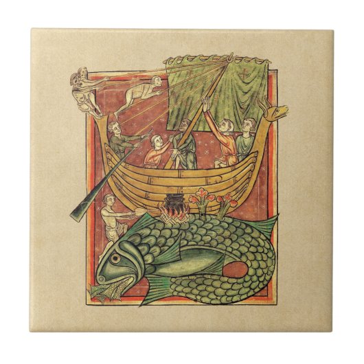 Boat Shipwrecked op een walvis Tegeltje (Voorkant)