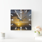 Boat, Sunset, Zee Vierkante Klok (Huis)