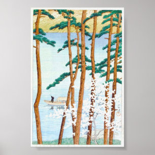 Boat Through Trees Japans Woodblock Art Ukiyo-E Poster