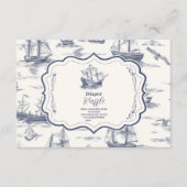 Boat Toile Nautisch Baby shower Diapper Raffle Informatiekaartje (Voorkant)
