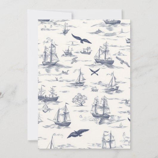 Boat Toile Nautisch Baby shower Kaart (Achterkant)