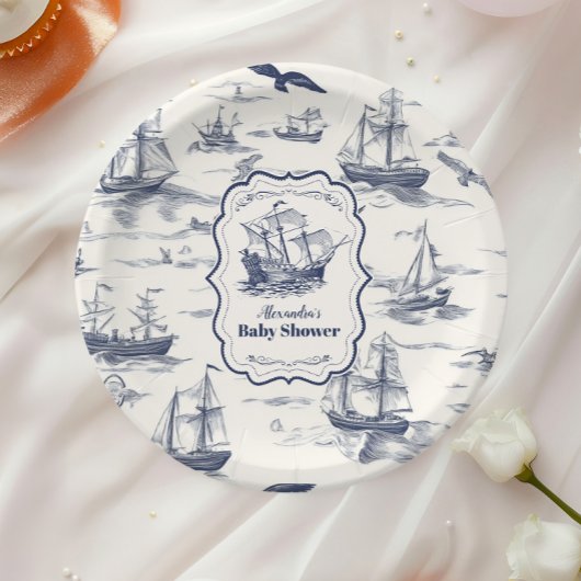 Boat Toile Nautisch Baby shower Papieren Bordje