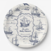 Boat Toile Nautisch Baby shower Papieren Bordje (Voorkant)