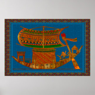 Boat van Reeds Egyptian Folk Art Poster