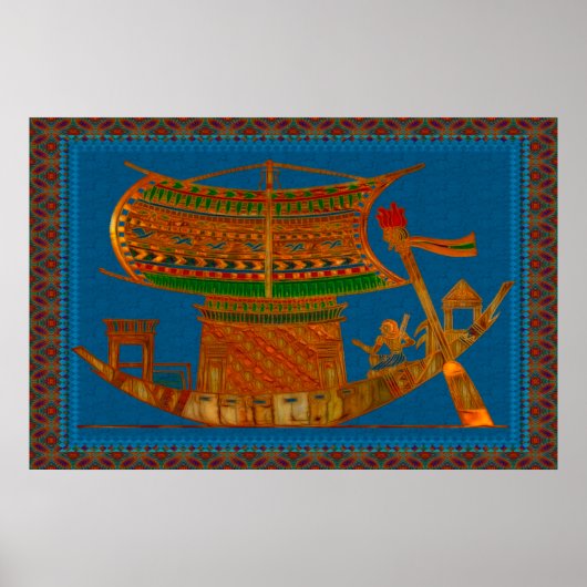 Boat van Reeds Egyptian Folk Art Poster (Voorkant)