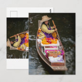 Boat-verkoper, drijvende markt Damnoen Saduak Briefkaart (Voorkant / Achterkant)