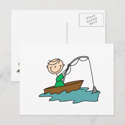 Boat Vissen Briefkaart (Voorkant / Achterkant)