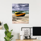 Boat voor Storm Oceaan Poster (Thuiskantoor)