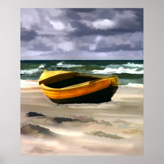 Boat voor Storm Oceaan Poster (Voorkant)