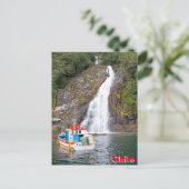Boat & waterval, Chili Briefkaart (Staand voorkant)