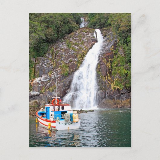 Boat & waterval, Chili Briefkaart (Voorkant)