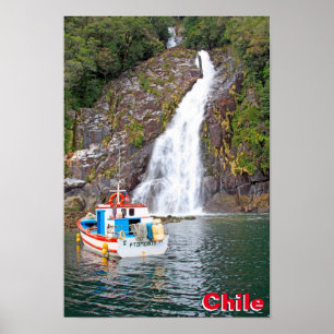 Boat & waterval, Chili Poster