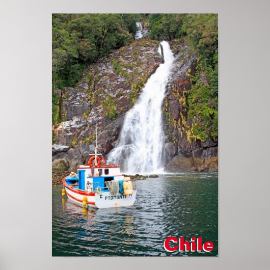 Boat & waterval, Chili Poster (Voorkant)