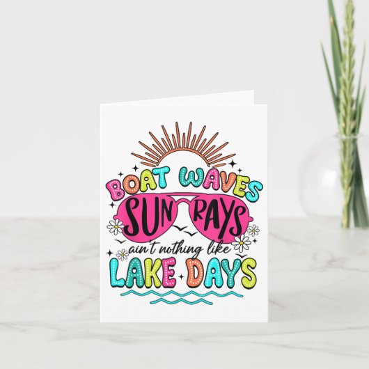 Boat Wave Sun Rays Verf Niets Zoals Lake Days Sum Kaart (Voorkant)