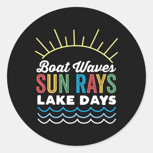 Boat Waves Sun Rays Lake Day Outdoor Ronde Sticker (Voorkant)