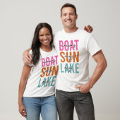 Boat Waves Sun Rays Lake Day Retro T-shirt (Unisex)