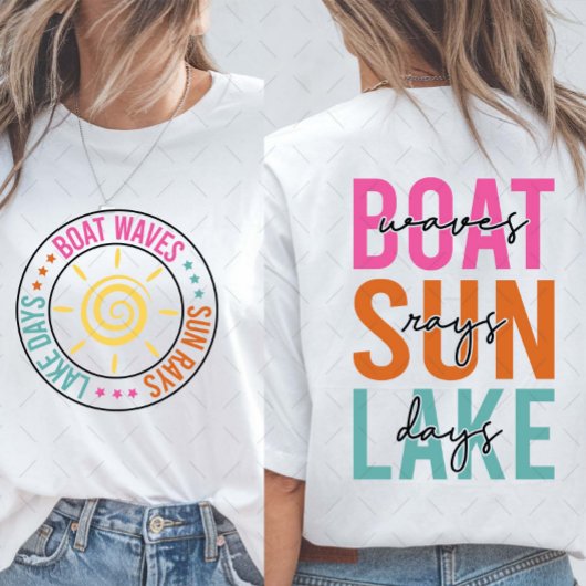 Boat Waves Sun Rays Lake Day Retro T-shirt