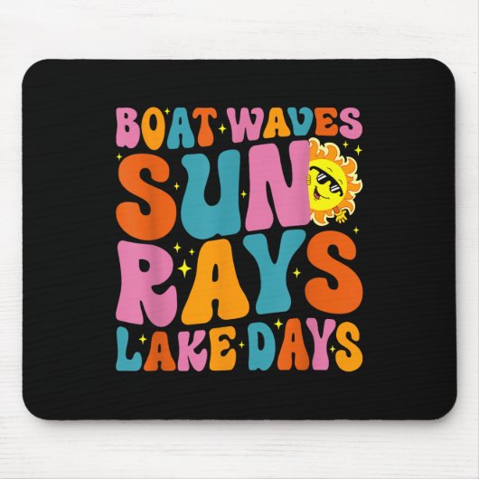 Boat Waves Sun Rays Lake Days Cute Retro 70s Summe Muismat (Voorkant)
