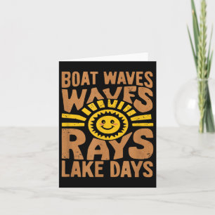 Boat Waves Sun Rays Lake Days Funny Retro Zomer V Kaart