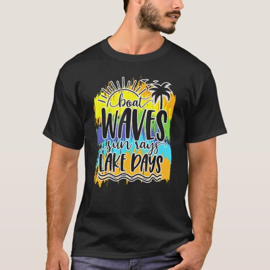 Boat Waves Sun Rays Lake Days T-shirt (Voorkant)
