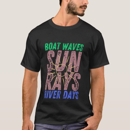 Boat Waves Sun Rays River Days Schattige Retro Zom T-shirt (Voorkant)