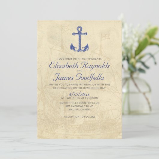 Boat Wedding Invitations Kaart (Staand voorkant)