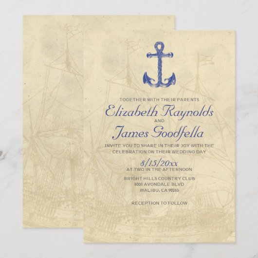  Boat Wedding Invitations Kaart (Voorkant / Achterkant)