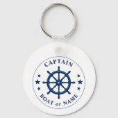 Boat Wheel Helm Stars Kapitein Naam Foto Rug Wt Sleutelhanger (Voorkant)