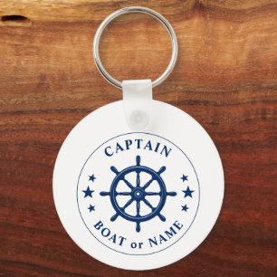 Boat Wheel Helm Stars Kapitein Naam Foto Rug Wt Sleutelhanger
