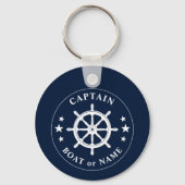 Boat Wheel Helm Stars Kapitein Naam Foto Terug Sleutelhanger (Voorkant)